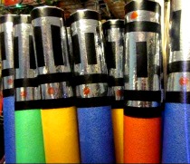 Star Wars pool noodle lightsabers self made for each of our Birthday party Jedi knights