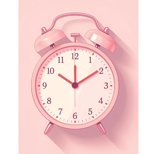 Pink alarm clock representing healthy routines and daily rhythms in family life.
