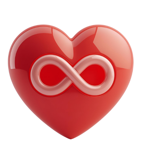 Red heart with an infinity symbol showing unconditional and consistent love in parenting.