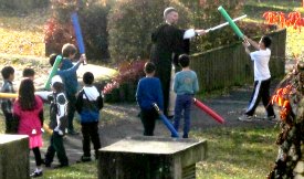 Jedi training with Obi-Wan Kenobi for all our Star Wars Birthday party young Jedi in training