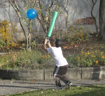 Balloon bouncing and Balloon Balancing with our pool noodle lightsabers